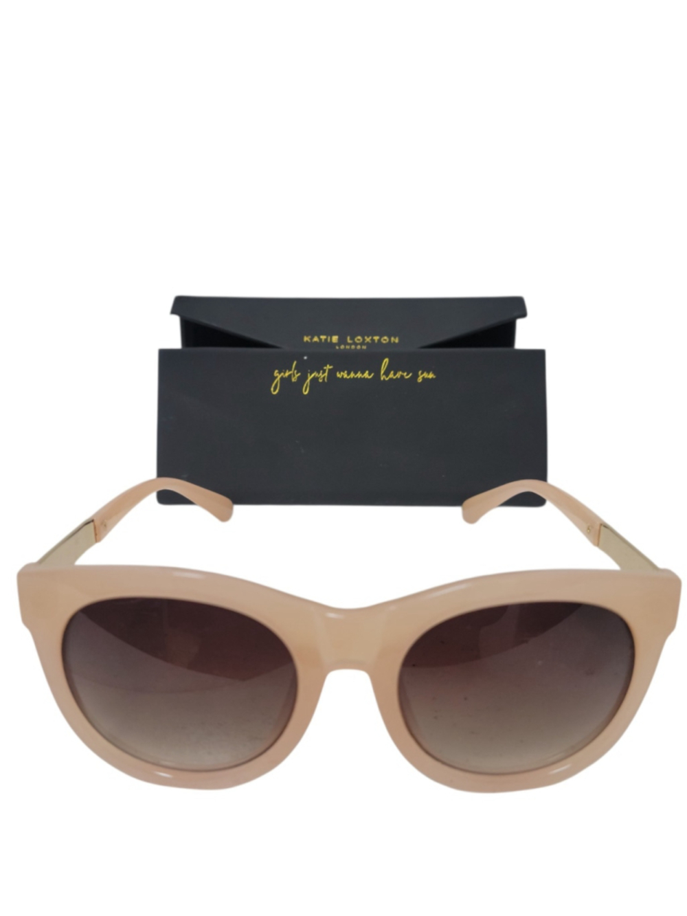 Katie Loxton Vienna Sunglasses Thick Pale Pink Frame Gradient Brown Lenses